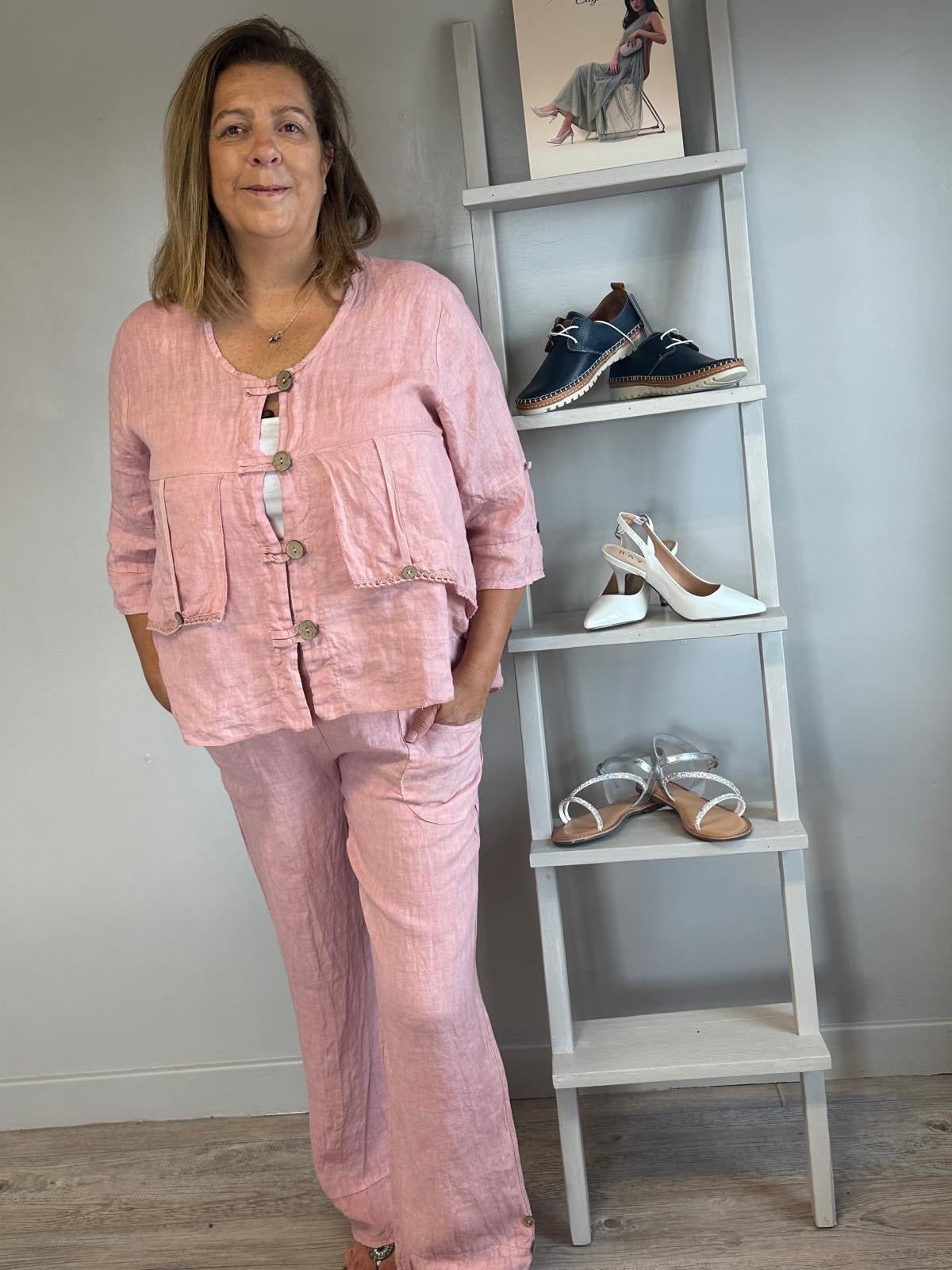 Linen Trousers - Pink