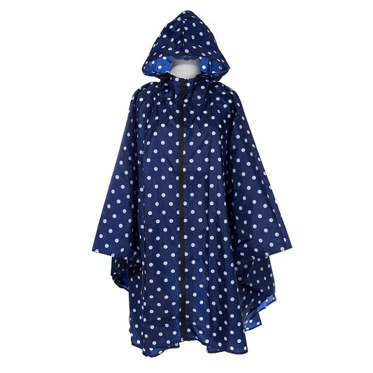 Rain Poncho - Blue with Spots