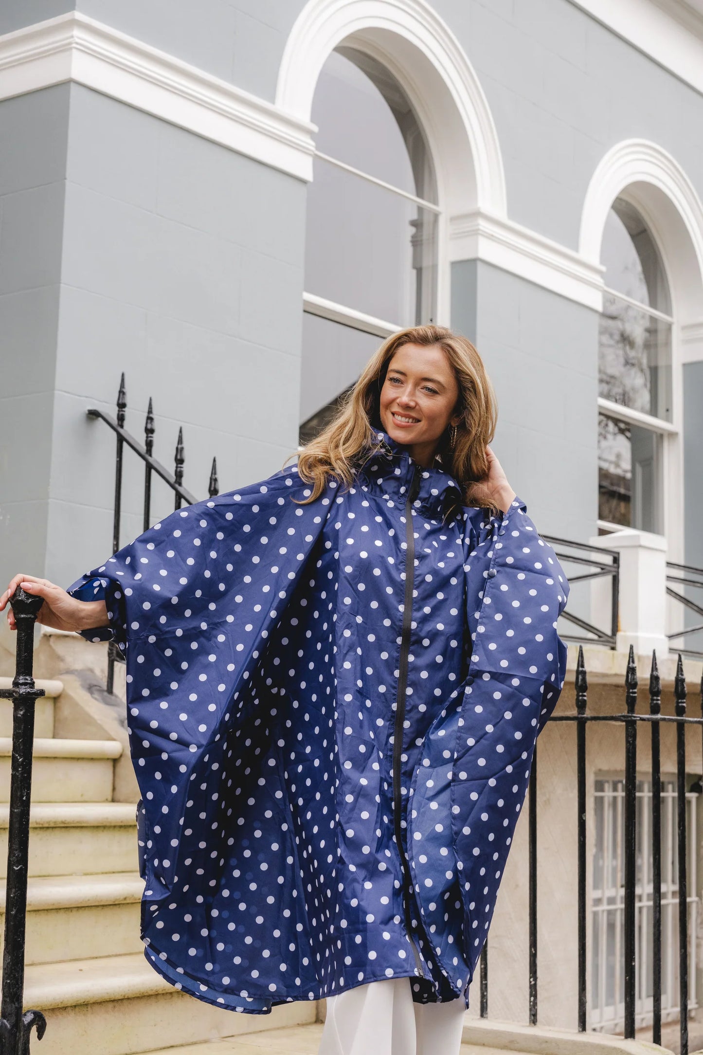 Rain Poncho - Blue with Spots