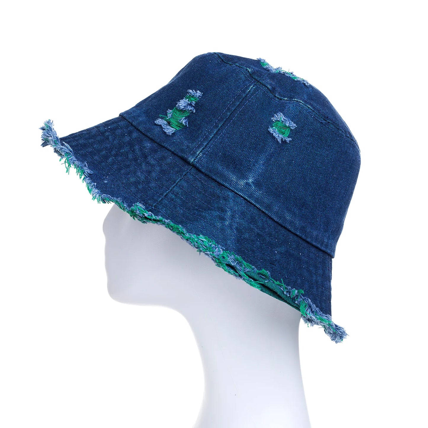 Bucket Hat - Blue with Green detail