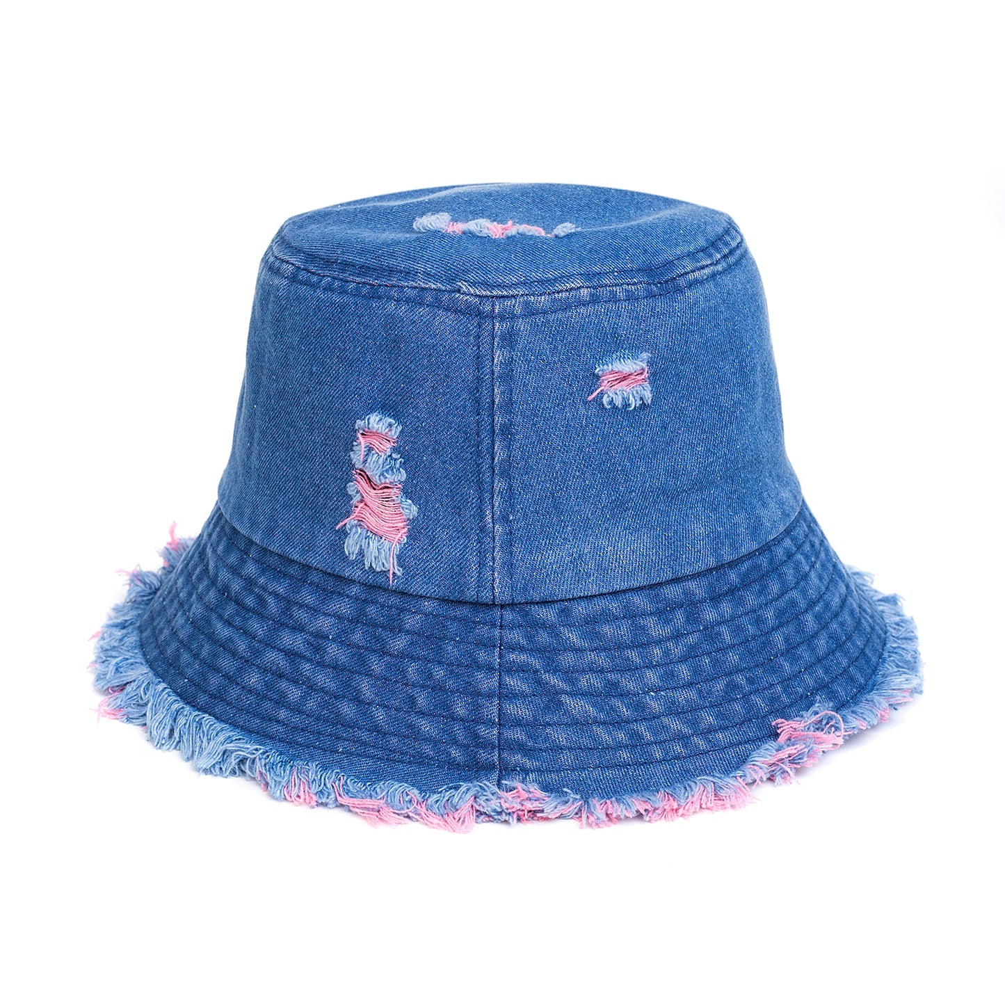 Bucket Hat - Blue with Pink detail