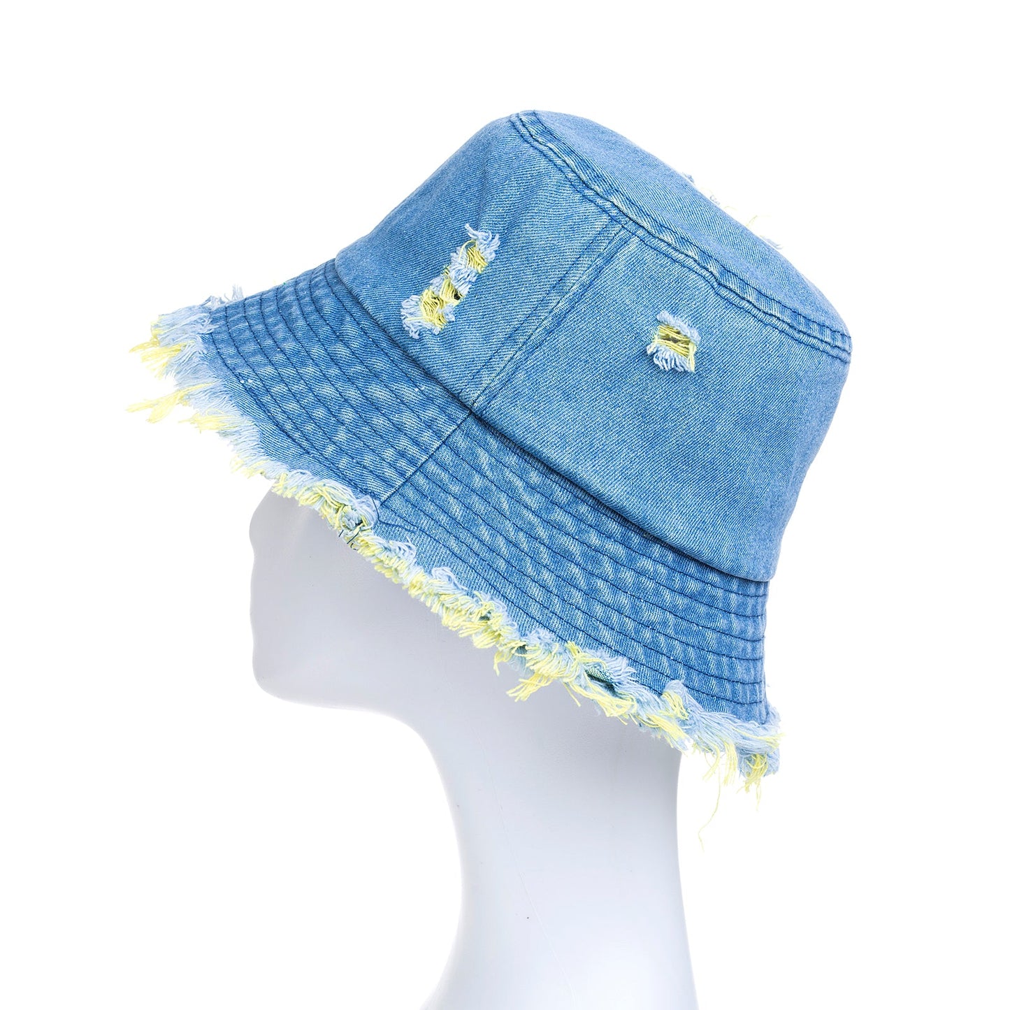 Bucket Hat - Blue with Yellow Detail