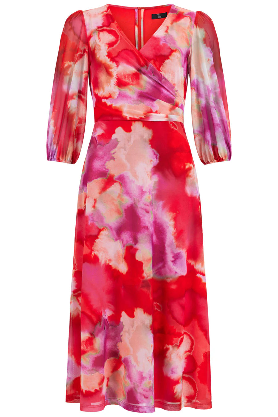 Tia - Red Abstract Crossover Dress