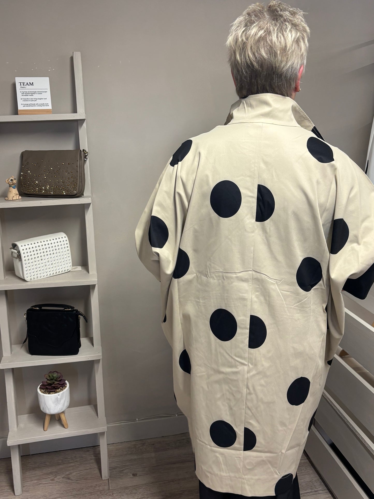 Malissa J Coat with Spot Print - Tan with Black Spots